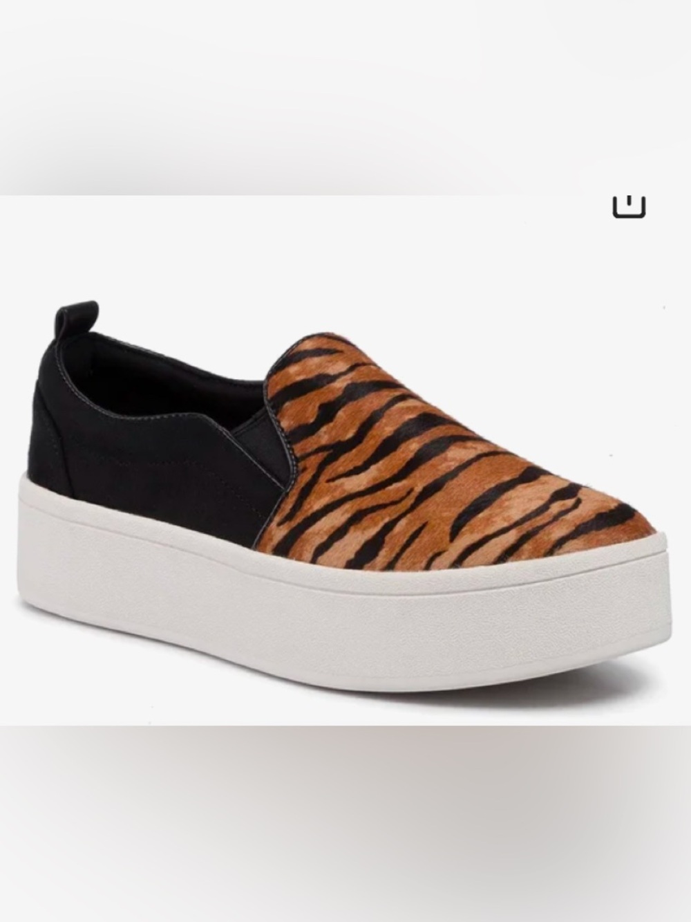 ALDO Animal Print Faux Fur Slip On Shoes Platform Sneakers 7.5 W/ Box